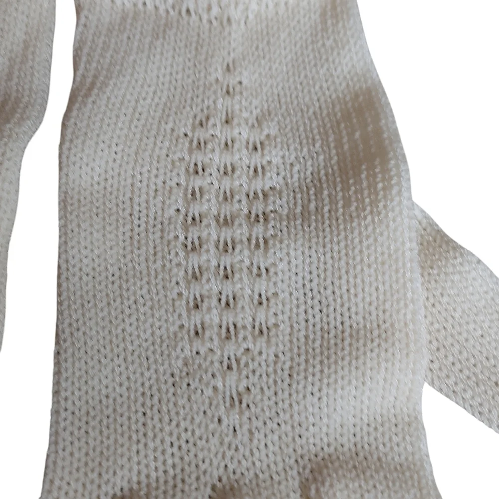 Vintage Cream Ivory Knit Stretch intricate knit pattern gloves